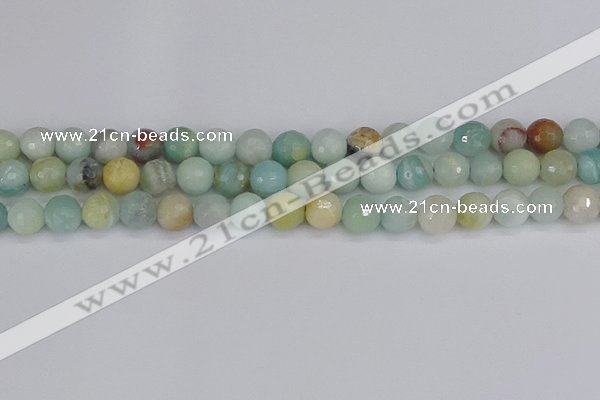 CAM1461 15.5 inches 10mm faceted round amazonite beads wholesale