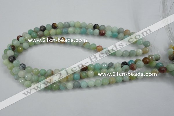 CAM162 15.5 inches 8mm faceted round amazonite gemstone beads