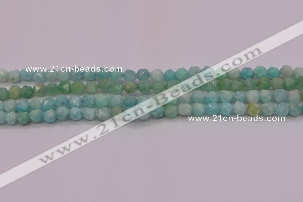 CAM1621 15.5 inches 6mm faceted nuggets amazonite gemstone beads