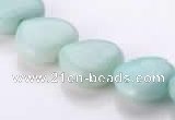 CAM56 16*16mm natural amazonite heart gemstone beads Wholesale