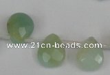 CAM634 Top-drilled 8*10mm faceted flat teardrop Chinese amazonite beads
