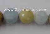 CAQ362 15.5 inches 6mm - 16mm faceted round natural aquamarine beads