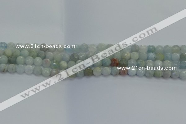 CAQ552 15.5 inches 6mm faceted round natural aquamarine beads