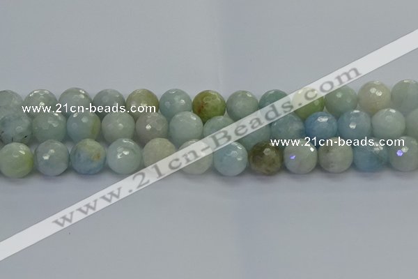 CAQ555 15.5 inches 12mm faceted round natural aquamarine beads