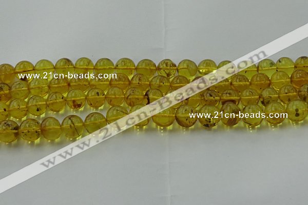 CAR524 15.5 inches 9mm - 10mm round natural amber beads wholesale