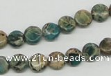 CAT5007 15.5 inches 8mm flat round natural aqua terra jasper beads