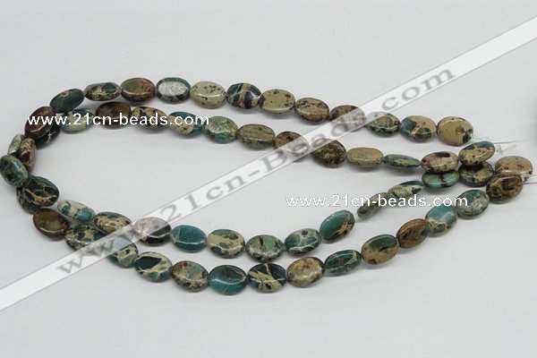 CAT5011 15.5 inches 10*14mm oval natural aqua terra jasper beads