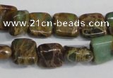 CAT5037 15.5 inches 6*6mm square natural aqua terra jasper beads