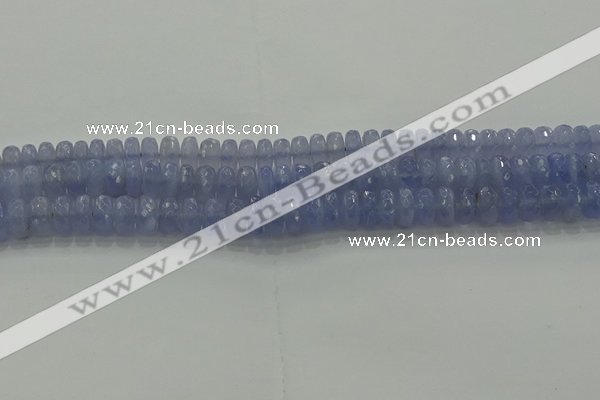 CBC447 15.5 inches 6*10mm faceted rondelle blue chalcedony beads