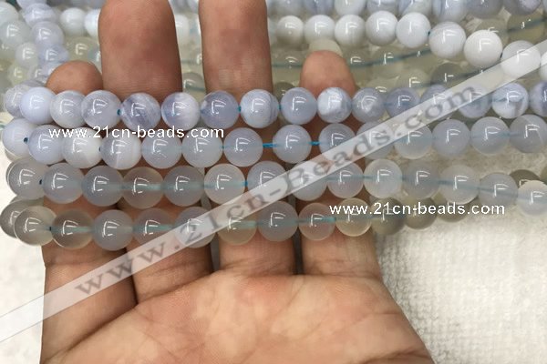 CBC712 15.5 inches 8mm round blue chalcedony beads wholesale