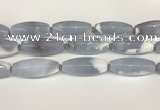 CBC783 15.5 inches 18*45mm rice blue chalcedony beads