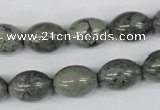 CBD214 15.5 inches 10*14mm rice green brecciated jasper beads