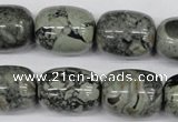 CBD215 15.5 inches 16*20mm drum green brecciated jasper beads