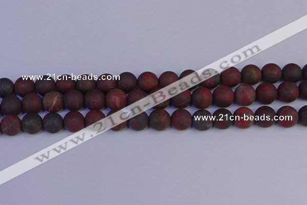 CBD364 15.5 inches 12mm round matte poppy jasper beads wholesale