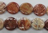 CBD51 15.5 inches 16mm flat round brecciated jasper gemstone beads