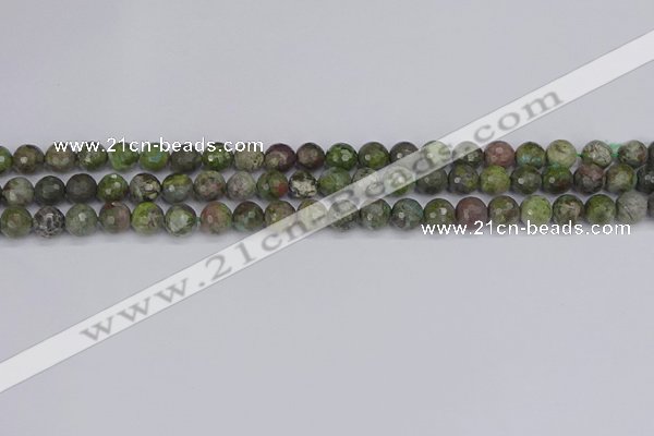 CBG101 15.5 inches 6mm faceted round bronze green gemstone beads
