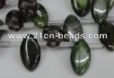 CBG25 Top-drilled 10*18mm marquise bronze green gemstone beads