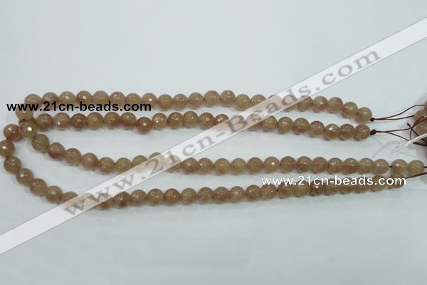 CBQ212 15.5 inches 8mm faceted round strawberry quartz beads