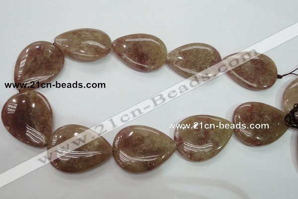 CBQ239 15.5 inches 30*40mm flat teardrop strawberry quartz beads