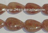 CBQ28 15.5 inches 15*20mm flat teardrop strawberry quartz beads