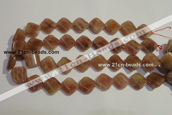 CBQ35 15.5 inches 18*18mm faceted diamond strawberry quartz beads