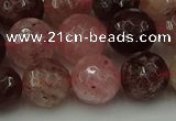 CBQ414 15.5 inches 12mm faceted round strawberry quartz beads