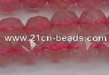 CBQ438 15.5 inches 10mm faceted nuggets strawberry quartz beads