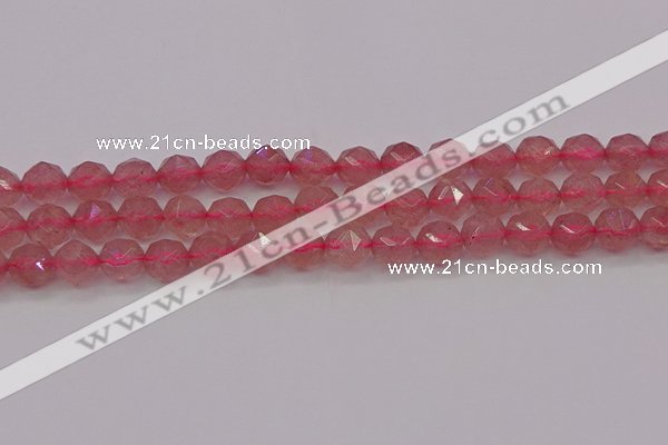 CBQ438 15.5 inches 10mm faceted nuggets strawberry quartz beads