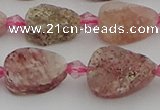 CBQ668 15.5 inches 8*12mm flat teardrop matte strawberry quartz beads