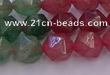 CBQ683 15.5 inches 10mm faceted nuggets mixed strawberry quartz beads