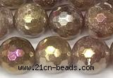 CBQ777 15 inches 10mm faceted round AB-color strawberry quartz beads
