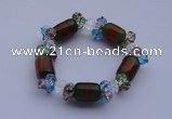 CBR03 5pcs imitation Swarovski crystal & agate beads stretchy bracelet