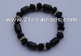 CBR12 5pcs imitation Swarovski crystal & cat eye beads stretchy bracelet