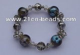 CBR25 5pcs imitation Swarovski crystal & lampwork glass beads bracelet