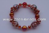 CBR27 5pcs imitation Swarovski crystal & lampwork glass beads bracelet