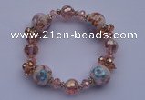 CBR28 5pcs imitation Swarovski crystal & lampwork glass beads bracelet