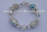 CBR29 5pcs imitation Swarovski crystal & lampwork glass beads bracelet