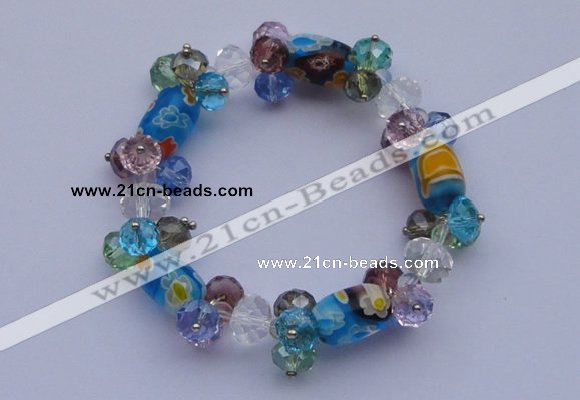 CBR39 5pcs imitation Swarovski crystal & lampwork glass beads bracelet