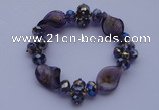 CBR40 5pcs AB color crystal & lampwork glass beads stretchy bracelet