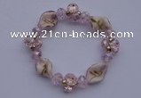 CBR43 5pcs imitation Swarovski crystal & lampwork glass beads bracelet
