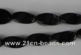 CBS214 15.5 inches 8*16mm twisted rice blackstone beads wholesale