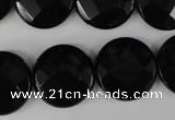 CBS297 15.5 inches 20mm faceted coin blackstone beads wholesale