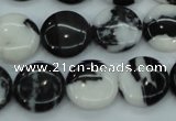 CBW144 15.5 inches 15mm flat round black & white jasper beads
