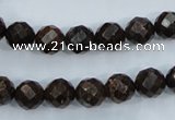 CBZ104 15.5 inches 8mm faceted round bronzite gemstone beads