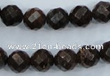 CBZ106 15.5 inches 12mm faceted round bronzite gemstone beads