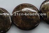 CBZ320 15.5 inches 30mm flat round bronzite gemstone beads wholesale