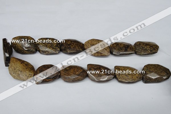CBZ443 15.5 inches 23*32mm faceted & twisted rectangle bronzite beads