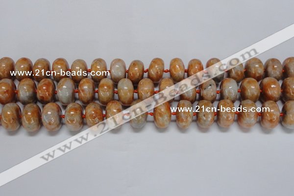 CCA460 15.5 inches 10*16mm rondelle orange calcite gemstone beads