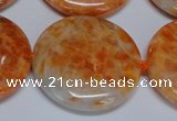 CCA479 15.5 inches 35mm flat round orange calcite gemstone beads