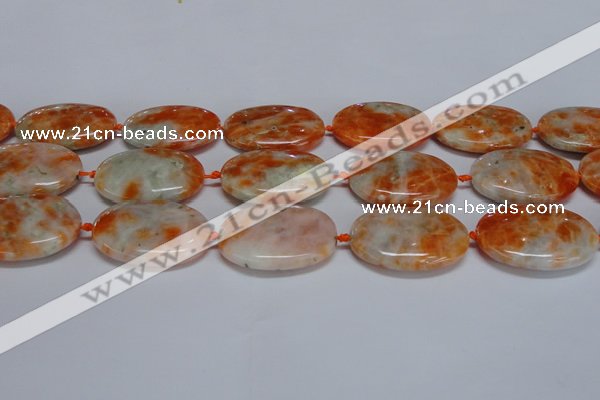 CCA487 15.5 inches 25*35mm oval orange calcite gemstone beads